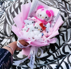 Hello Kitty Cartoon Plush Bouquet  Anime Rose Flowers