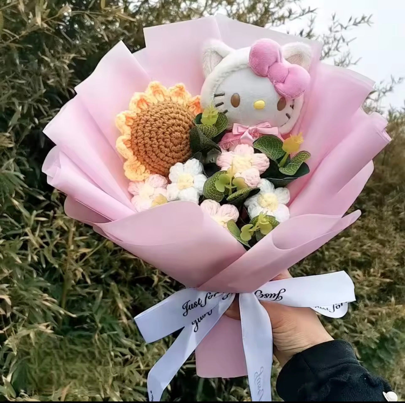 Hello Kitty Cartoon Plush Bouquet  Anime Rose Flowers