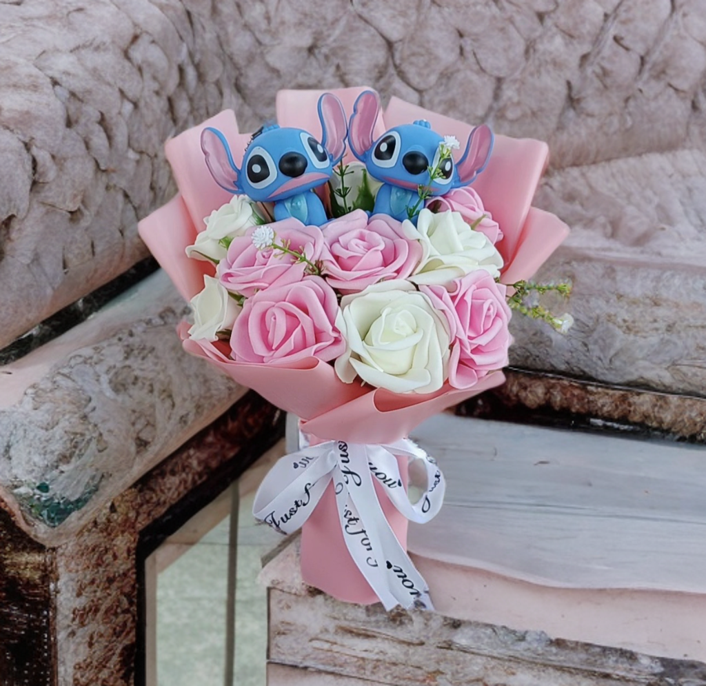Valentine's Day Bouquet Lilo & Stitch Major Holiday Gift  with Rose Sunflower Anime Stuffed Doll Birthday Christmas Day Gift