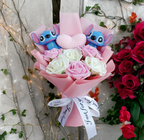Valentine's Day Bouquet Lilo & Stitch Major Holiday Gift  with Rose Sunflower Anime Stuffed Doll Birthday Christmas Day Gift
