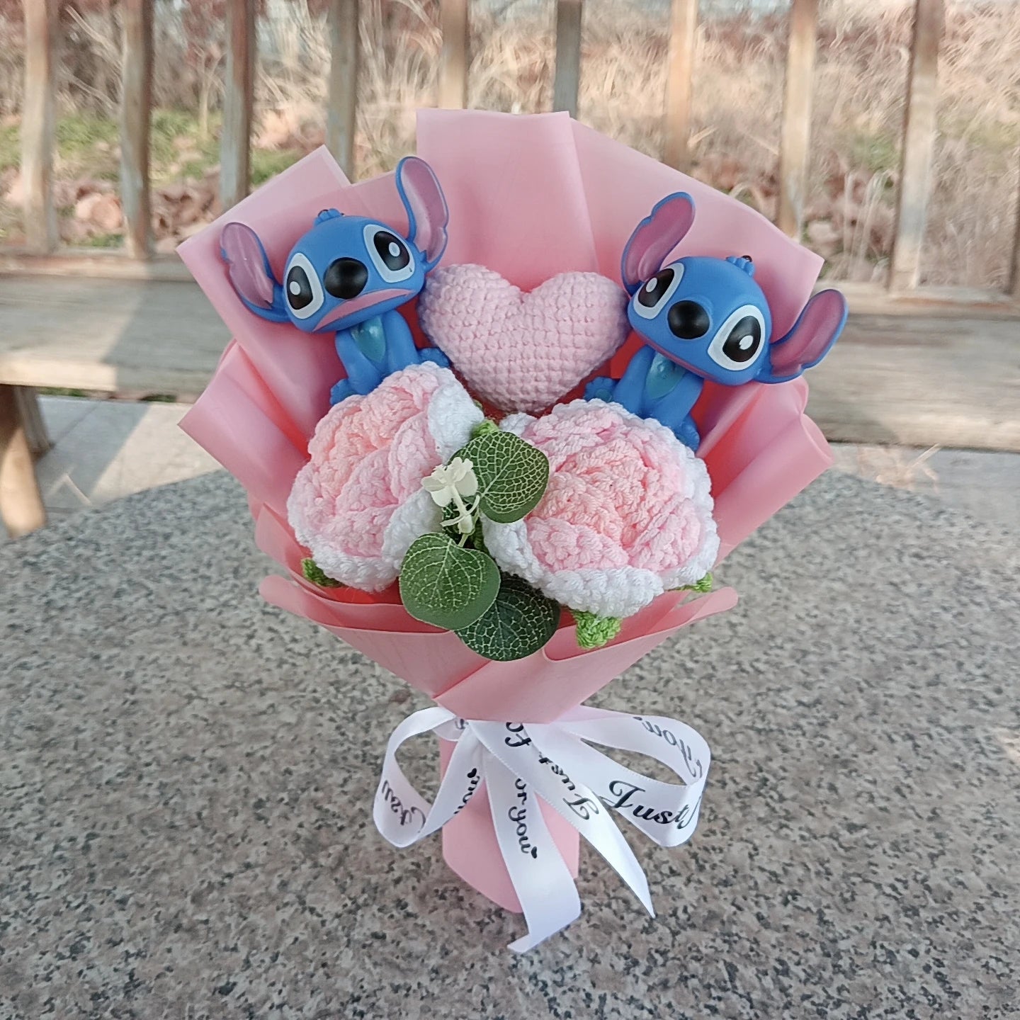 Valentine's Day Bouquet Lilo & Stitch Major Holiday Gift  with Rose Sunflower Anime Stuffed Doll Birthday Christmas Day Gift