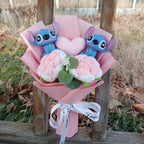 Valentine's Day Bouquet Lilo & Stitch Major Holiday Gift  with Rose Sunflower Anime Stuffed Doll Birthday Christmas Day Gift